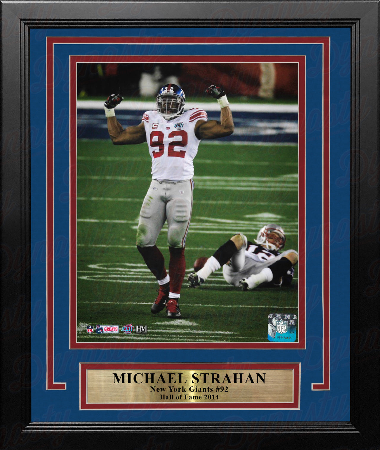 Michael Strahan Over Brady Super Bowl XLII New York Giants 8" x 10" Framed Football Photo