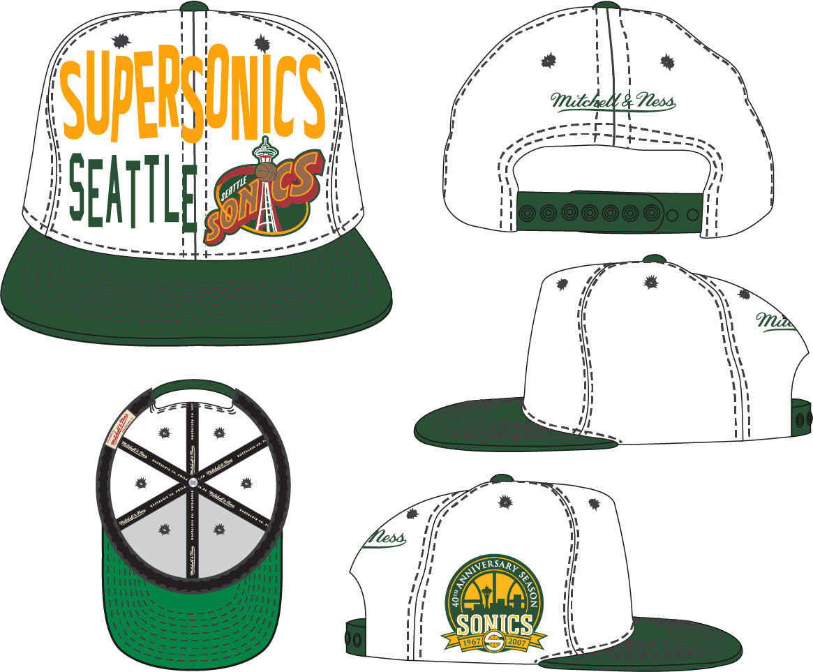 Seattle SuperSonics Mitchell & Ness Toss Up Snapback Vintage Hat