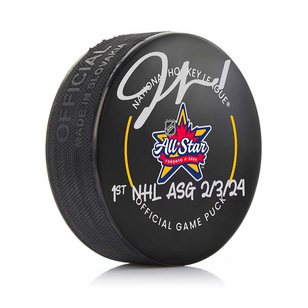 Jeremy Swayman Boston Bruins Autographed 2024 NHL All-Star Official Game Puck - 1st NHL ASG 2-3-24