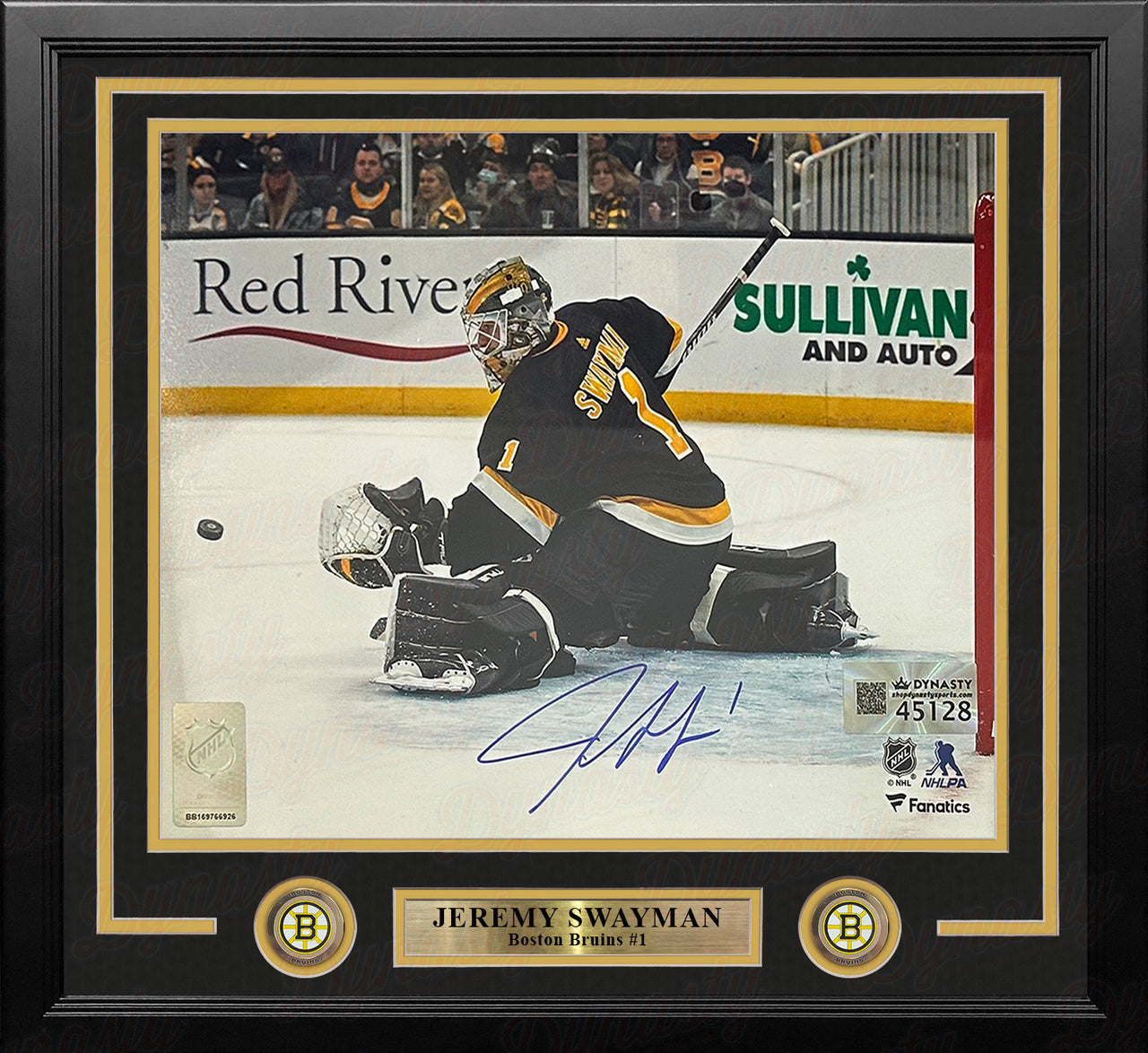 Jeremy Swayman Glove Save Boston Bruins Autographed 11" x 14" Framed Hockey Photo