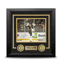 Jeremy Swayman Celebration Boston Bruins Autographed 8" x 10" Framed Hockey Photo