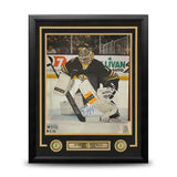 Jeremy Swayman in Goal Boston Bruins Autographed 11" x 14" Framed Hockey Photo - Dynasty Sports & Framing 