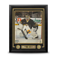 Jeremy Swayman in Goal Boston Bruins Autographed 16" x 20" Framed Hockey Photo