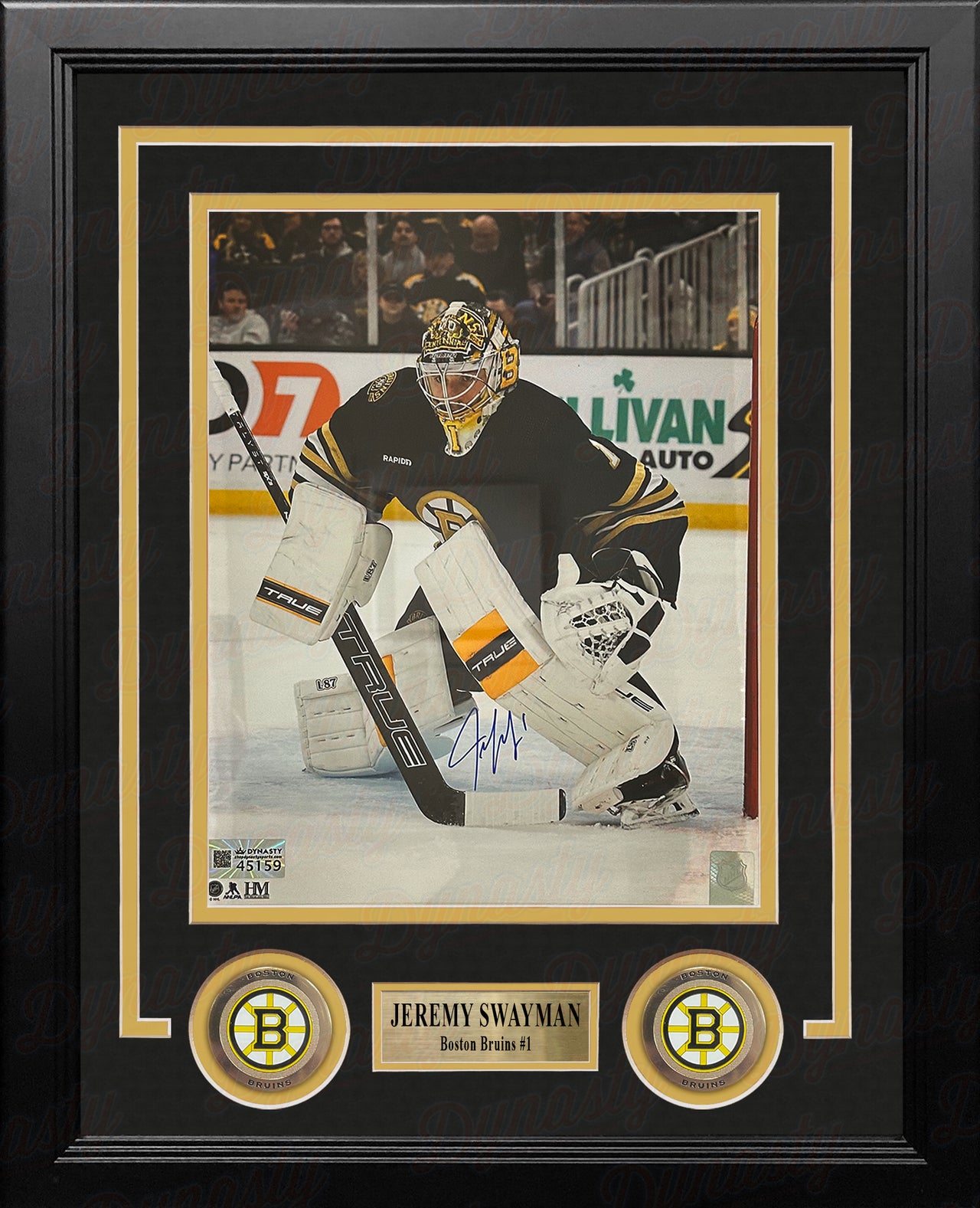 Jeremy Swayman in Goal Boston Bruins Autographed 8" x 10" Framed Hockey Photo