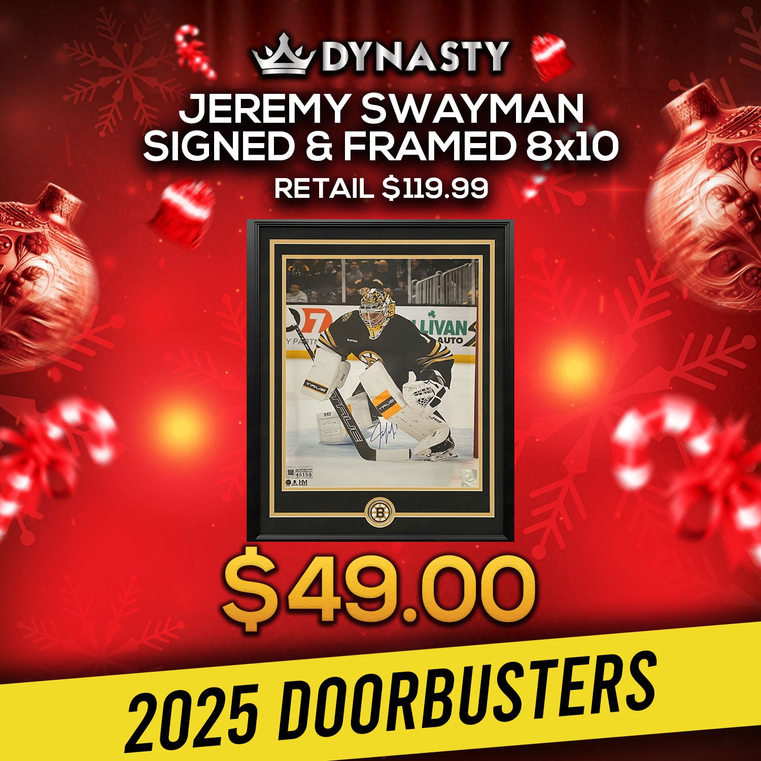 Jeremy Swayman Boston Bruins Framed 8"x10" Photo | Doorbuster