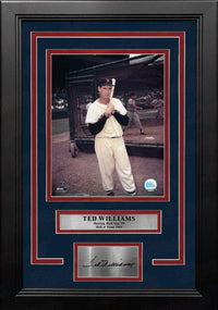 Ted Williams Batting Cage Boston Red Sox 8" x 10" Framed Baseball Photo with Engraved Autograph