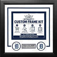 Detroit Tigers Custom MLB Baseball Picture Frame Kit with White Matting, Navy Blue Trim, a Silver Nameplate, and Tigers logos