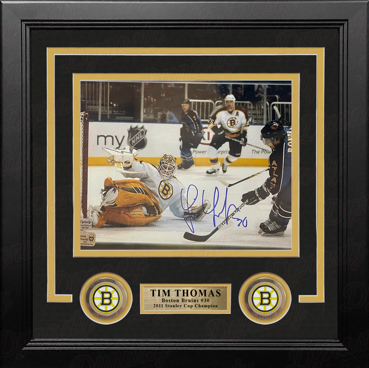 Tim Thomas Kick Save Boston Bruins Autographed 8" x 10" Framed Hockey Photo