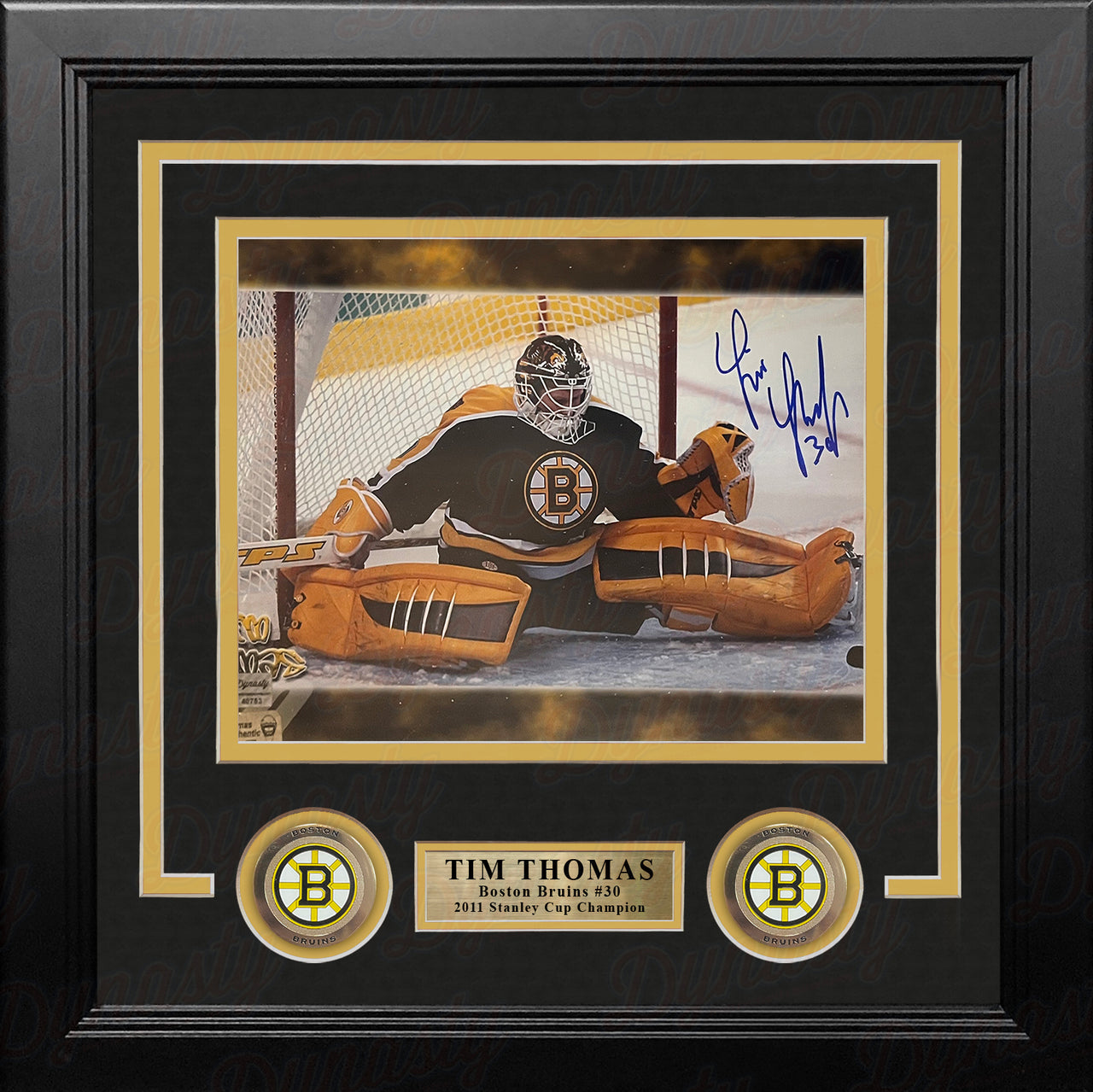 Tim Thomas Splits Boston Bruins Autographed 8" x 10" Framed Hockey Photo