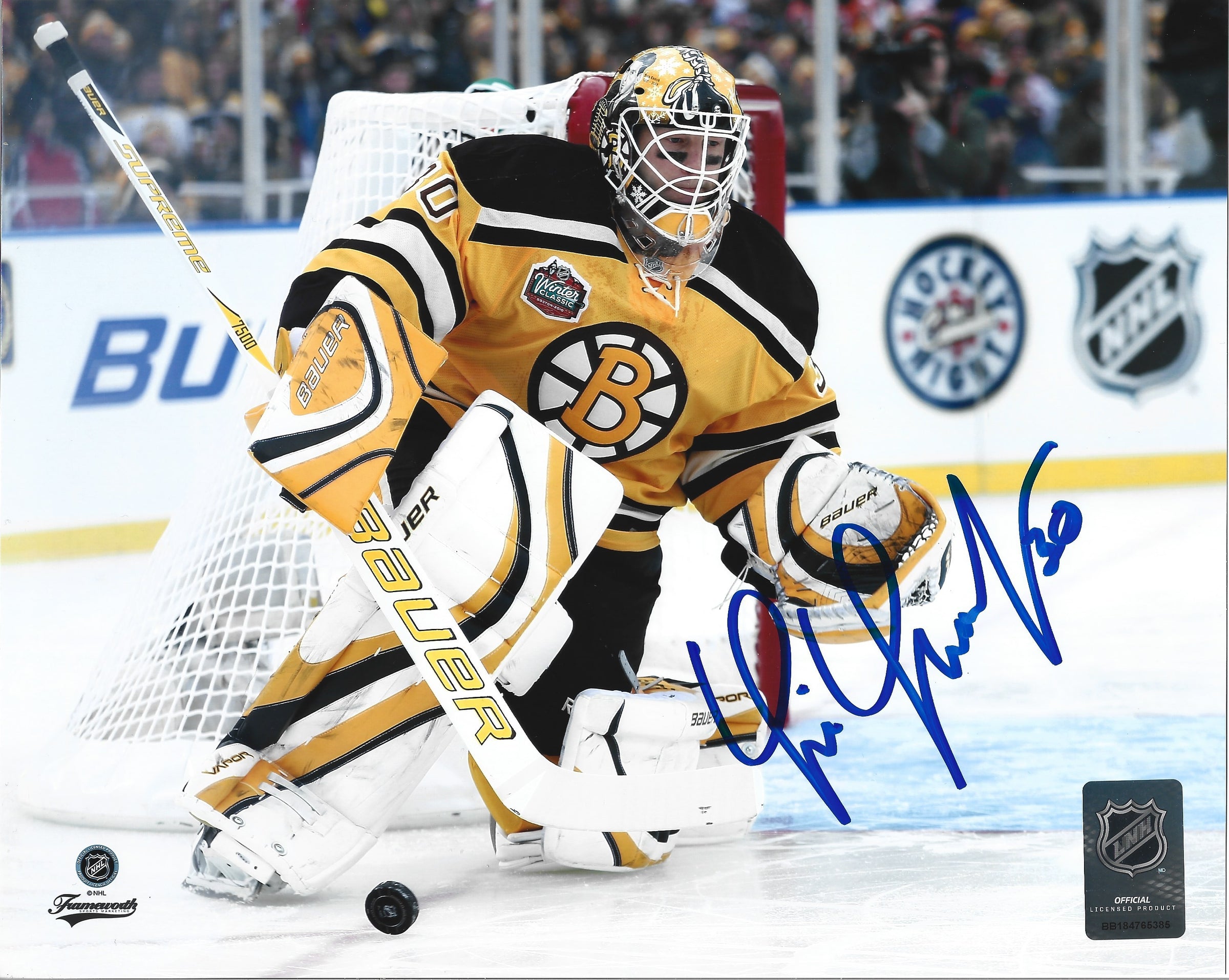 Tim Thomas 2010 Winter Classic Action Boston Bruins Autographed 11" x 14" Hockey Photo