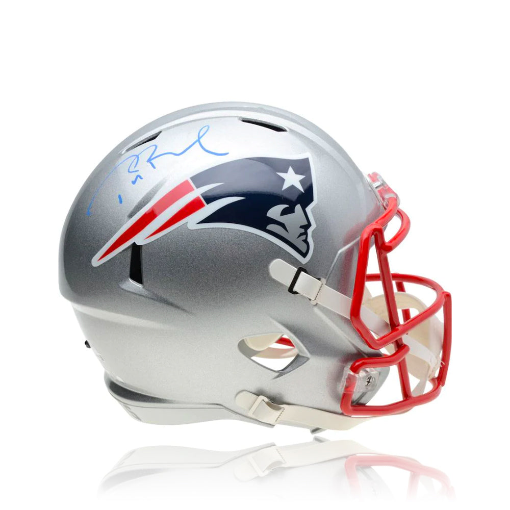 Tom Brady New England Patriots Autographed Riddell Speed Replica Helmet - Blue Paint Signature