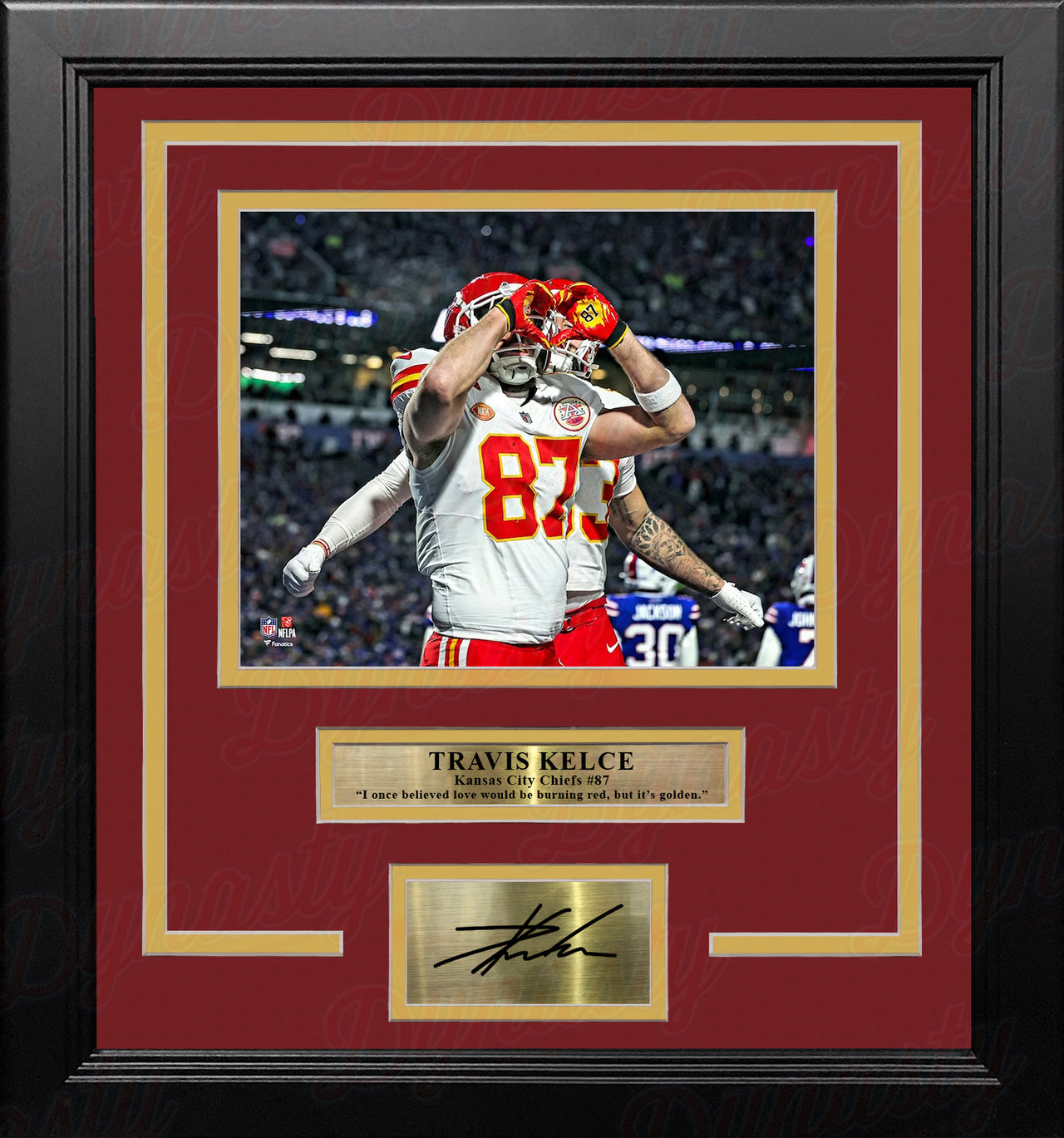 Travis Kelce Heart Hands Touchdown Kansas City Chiefs 8" x 10" Framed Photo with Engraved Autograph