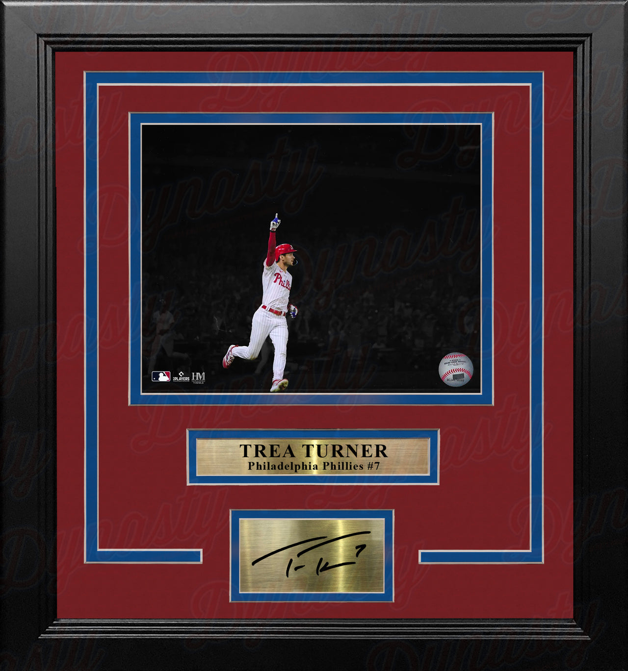 Trea Turner Celebration Philadelphia Phillies 16x20 Framed Blackout Photo with Engraved Autograph
