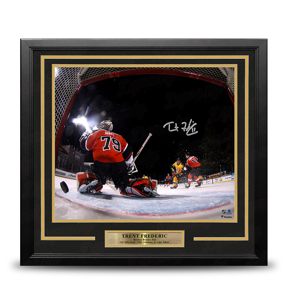 Trent Frederic First NHL Goal Boston Bruins Autographed 11" x 14" Framed Hockey Photo
