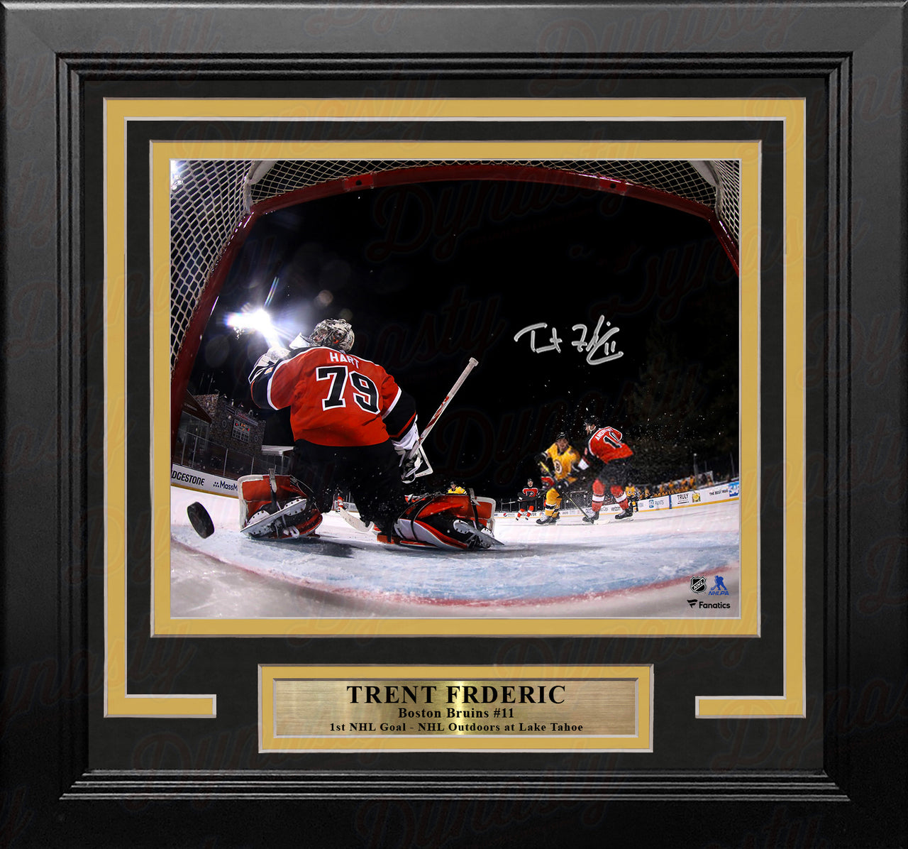 Trent Frederic First NHL Goal Boston Bruins Autographed 8" x 10" Framed Hockey Photo