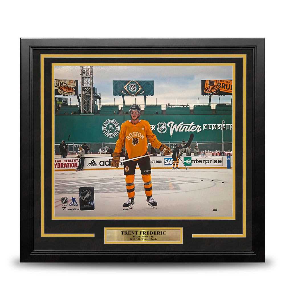 Trent Frederic Winter Classic Action Boston Bruins 11" x 14" Framed Hockey Photo