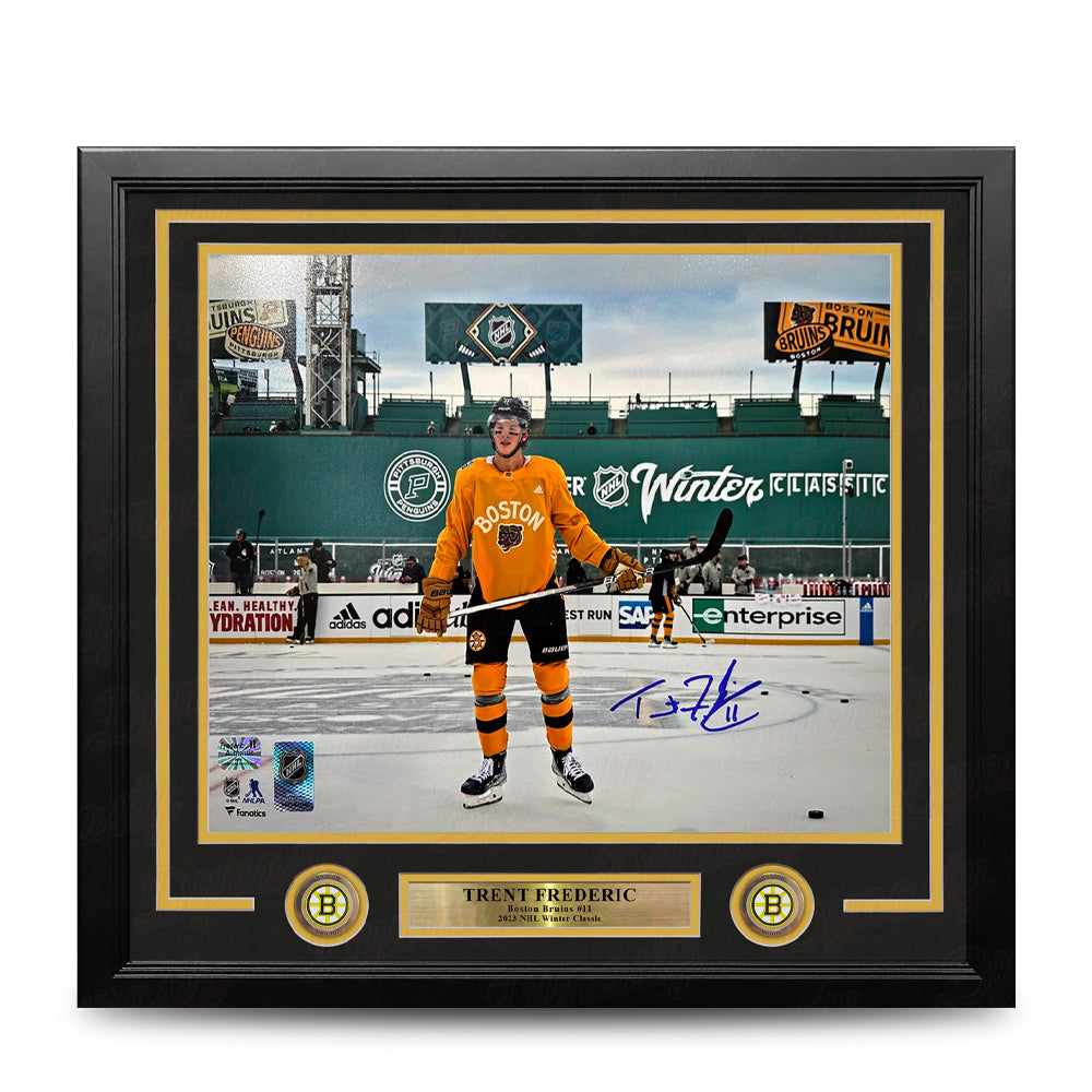 Trent Frederic Winter Classic Action Boston Bruins Autographed 11" x 14" Framed Hockey Photo