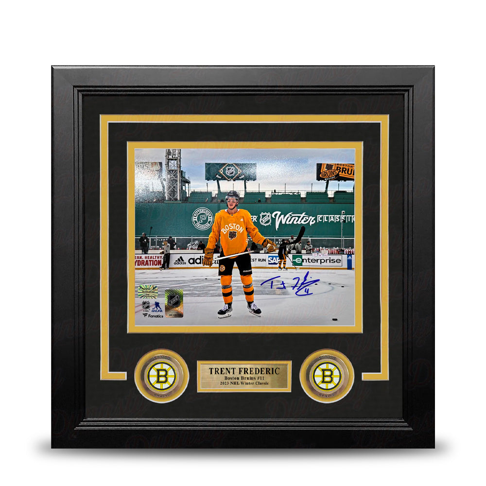 Trent Frederic Winter Classic Action Boston Bruins Autographed 8" x 10" Framed Hockey Photo