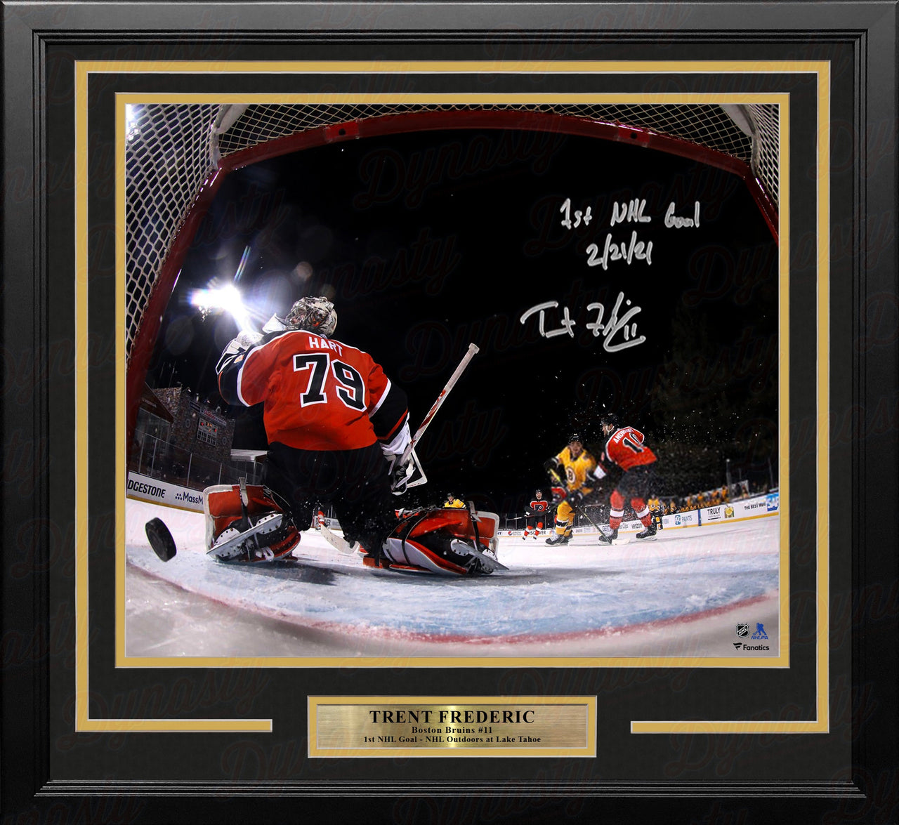 Trent Frederic Boston Bruins Autographed First NHL Goal Photo Framed - Dynasty Sports & Framing 