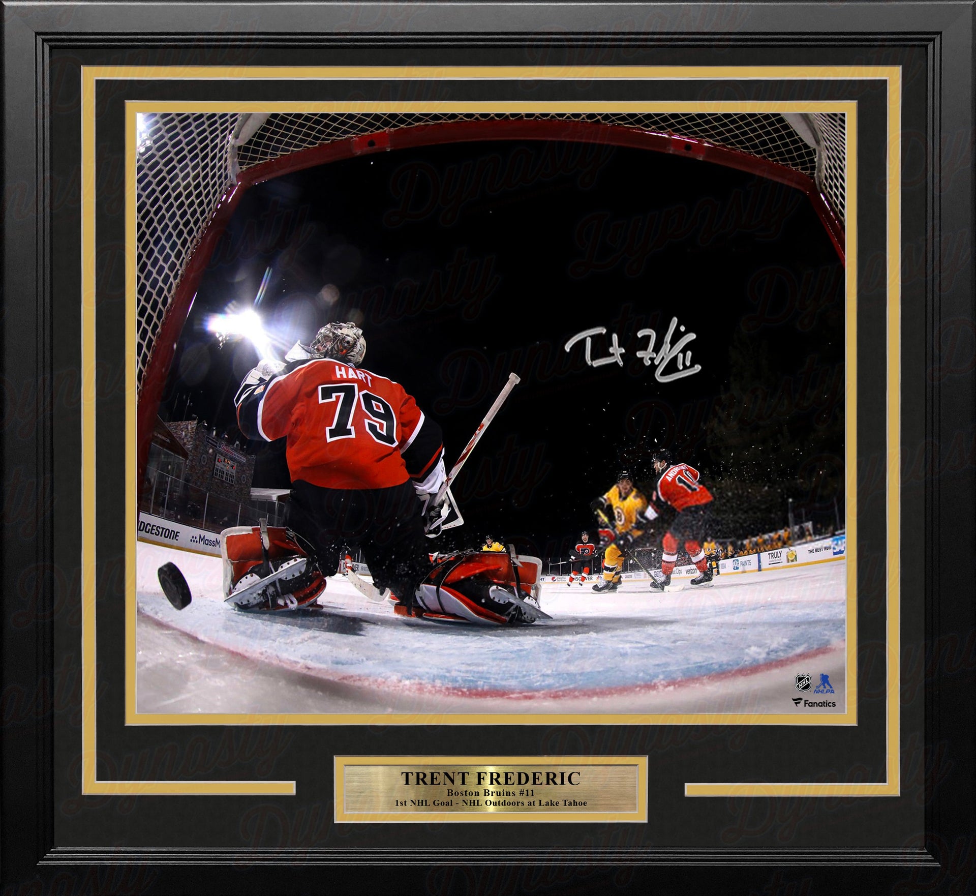 Trent Frederic Boston Bruins Autographed First NHL Goal Photo Framed - Dynasty Sports & Framing 