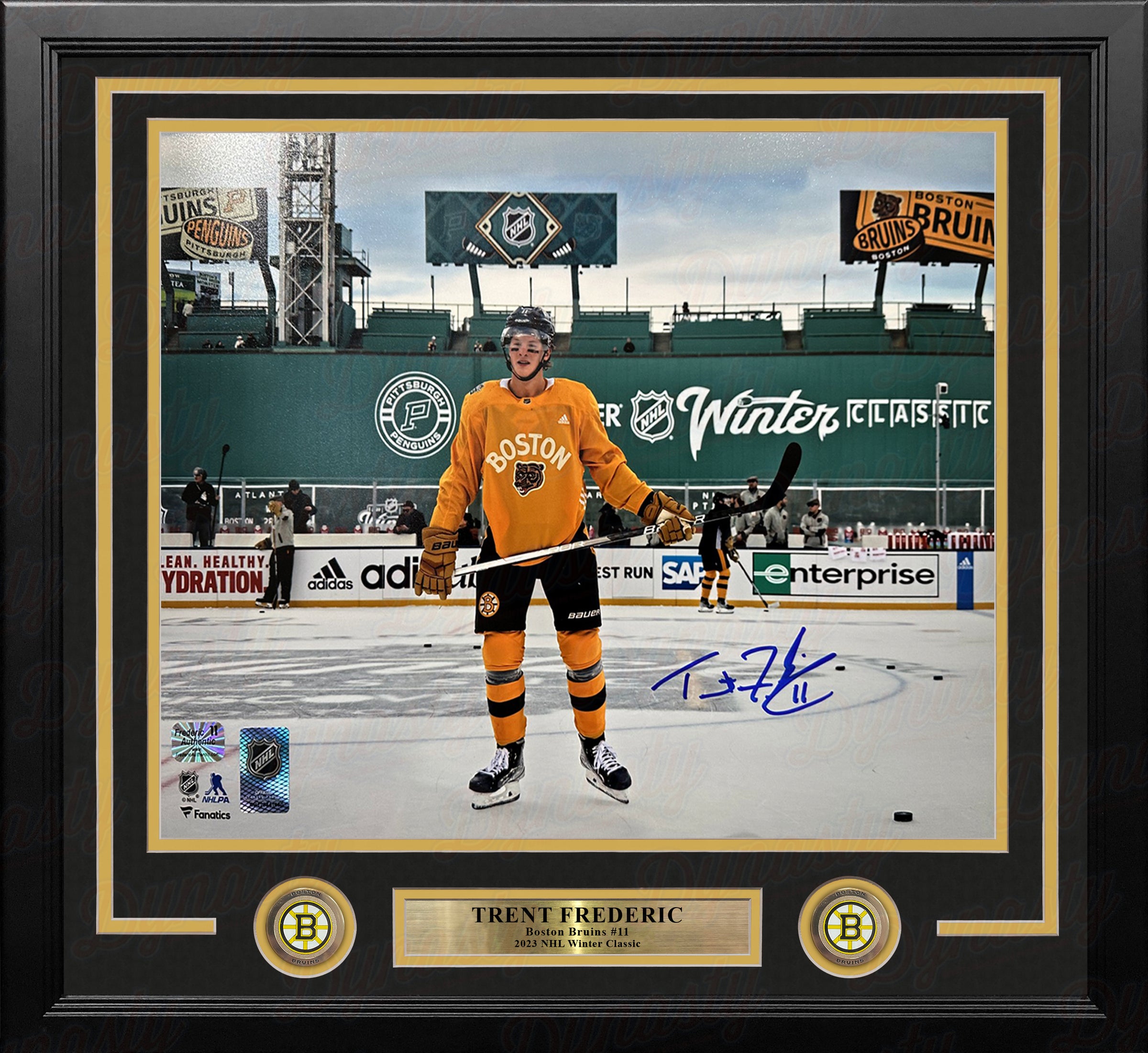 Trent Frederic Winter Classic Action Boston Bruins Autographed 11" x 14" Framed Hockey Photo
