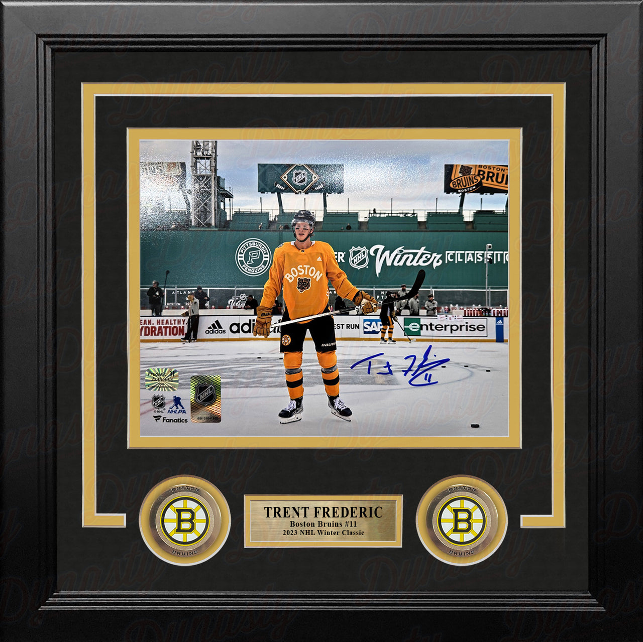 Trent Frederic Winter Classic Action Boston Bruins Autographed 8" x 10" Framed Hockey Photo