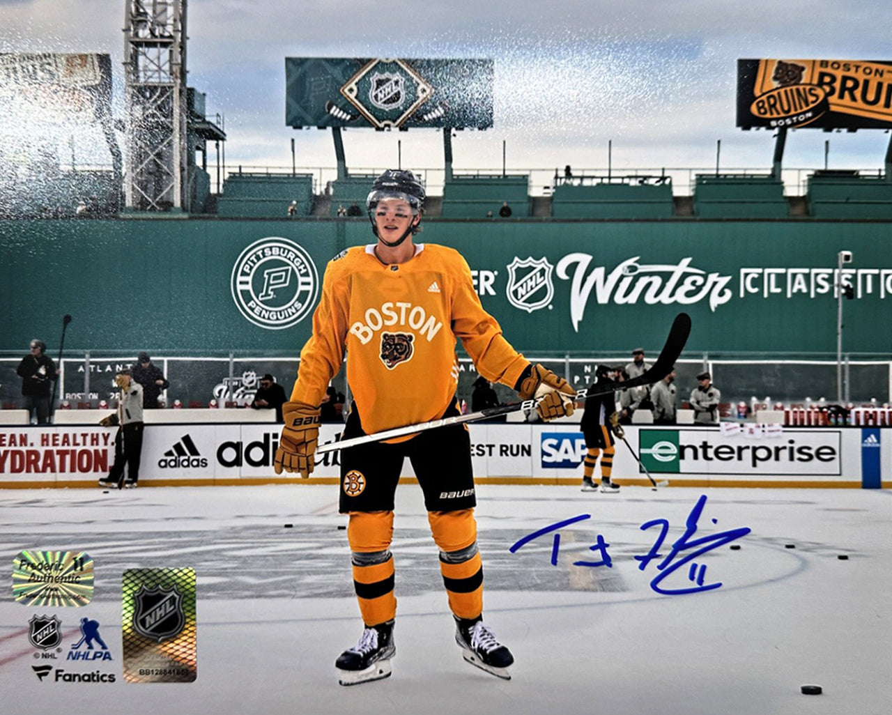 Trent Frederic Winter Classic Action Boston Bruins Autographed 8" x 10" Hockey Photo