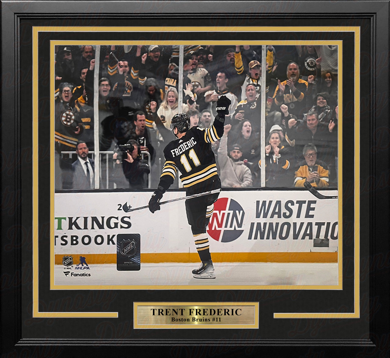 Trent Frederic Goal Celebration Boston Bruins 16" x 20" Framed Hockey Photo