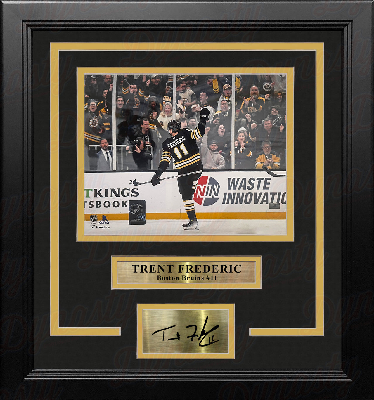 Trent Frederic Goal Celebration Boston Bruins 8" x 10" Framed Hockey Photo with Engraved Autograph
