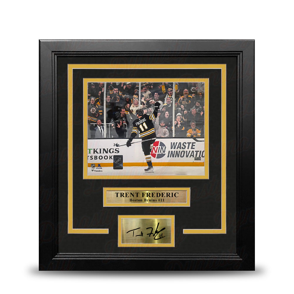Trent Frederic Goal Celebration Boston Bruins 8" x 10" Framed Hockey Photo with Engraved Autograph