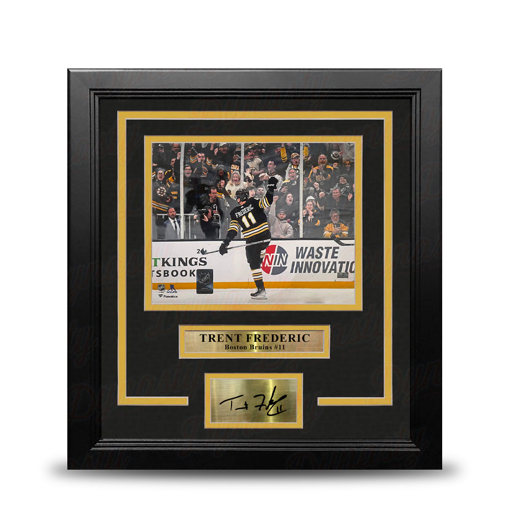 Trent Frederic Goal Celebration Boston Bruins 11" x 14" Framed Hockey Photo with Engraved Autograph