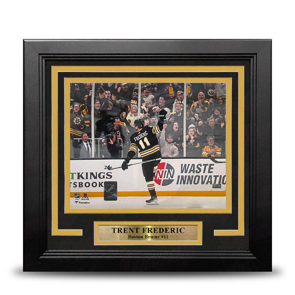 Trent Frederic Goal Celebration Boston Bruins 8" x 10" Framed Hockey Photo