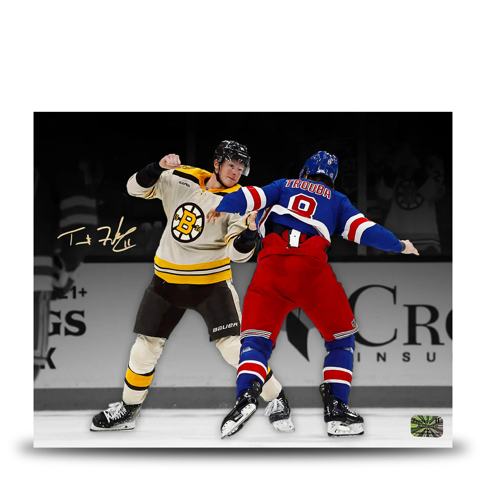 Trent Frederic Fighting Action Boston Bruins Autographed 16" x 20" Hockey Photo