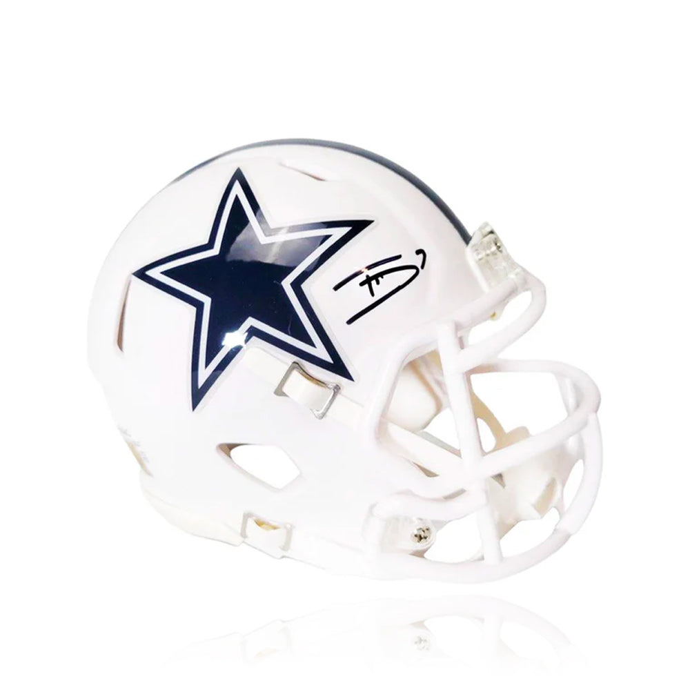 Trevon Diggs Dallas Cowboys Autographed Alternate White Speed Mini Helmet
