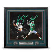 Jeremiah Trotter, Sr. & Jr. Blackout Philadelphia Eagles Dual-Autographed 11" x 14" Framed Photo