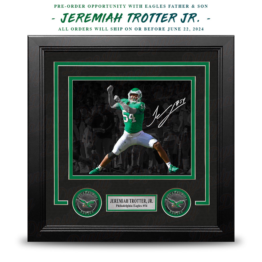 Jeremiah Trotter, Jr. Autograph Philadelphia Eagles Framed Football Photo | Pre-Sale Opportunity