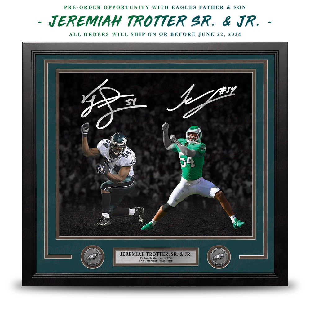 Jeremiah Trotter, Sr. & Jr. Autograph Philadelphia Eagles Framed Photo | Pre-Sale Opportunity