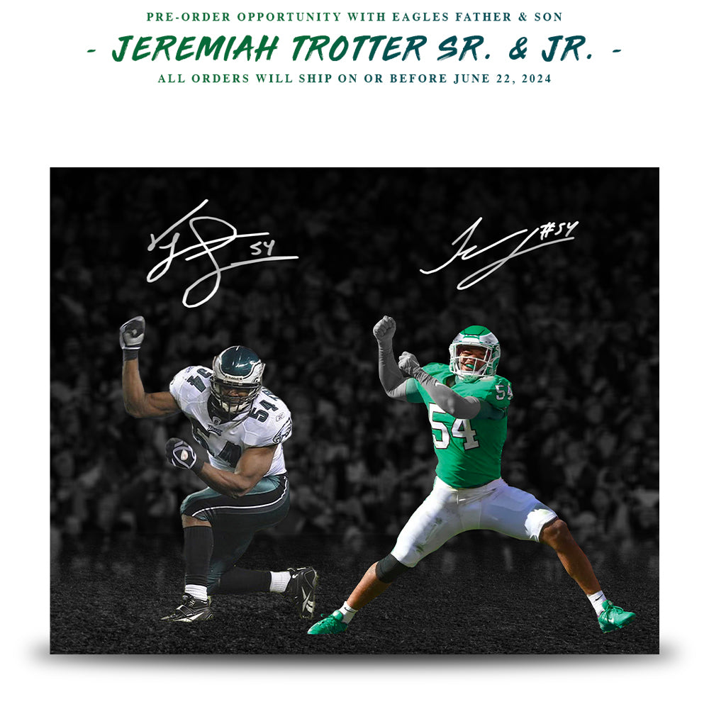 Jeremiah Trotter, Sr. & Jr. Autograph Philadelphia Eagles Football Photo | Pre-Sale Opportunity