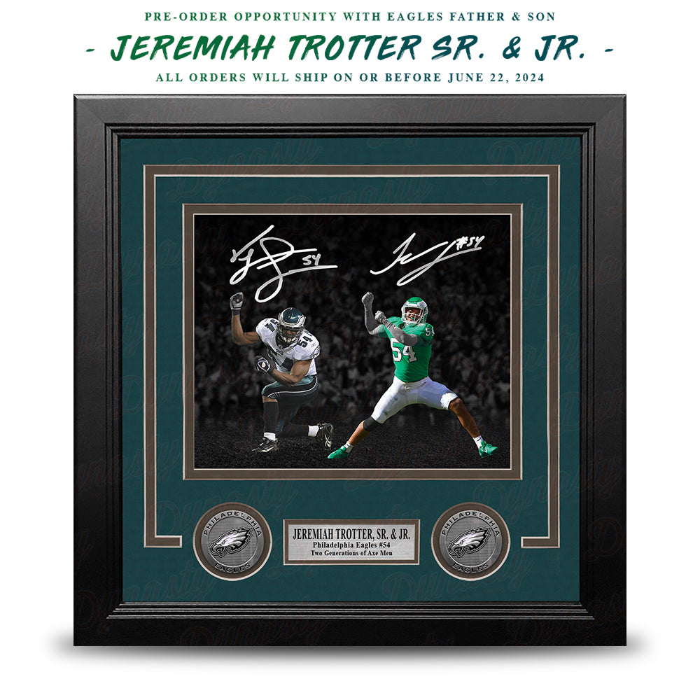 Jeremiah Trotter, Sr. & Jr. Autograph Philadelphia Eagles Framed Photo | Pre-Sale Opportunity