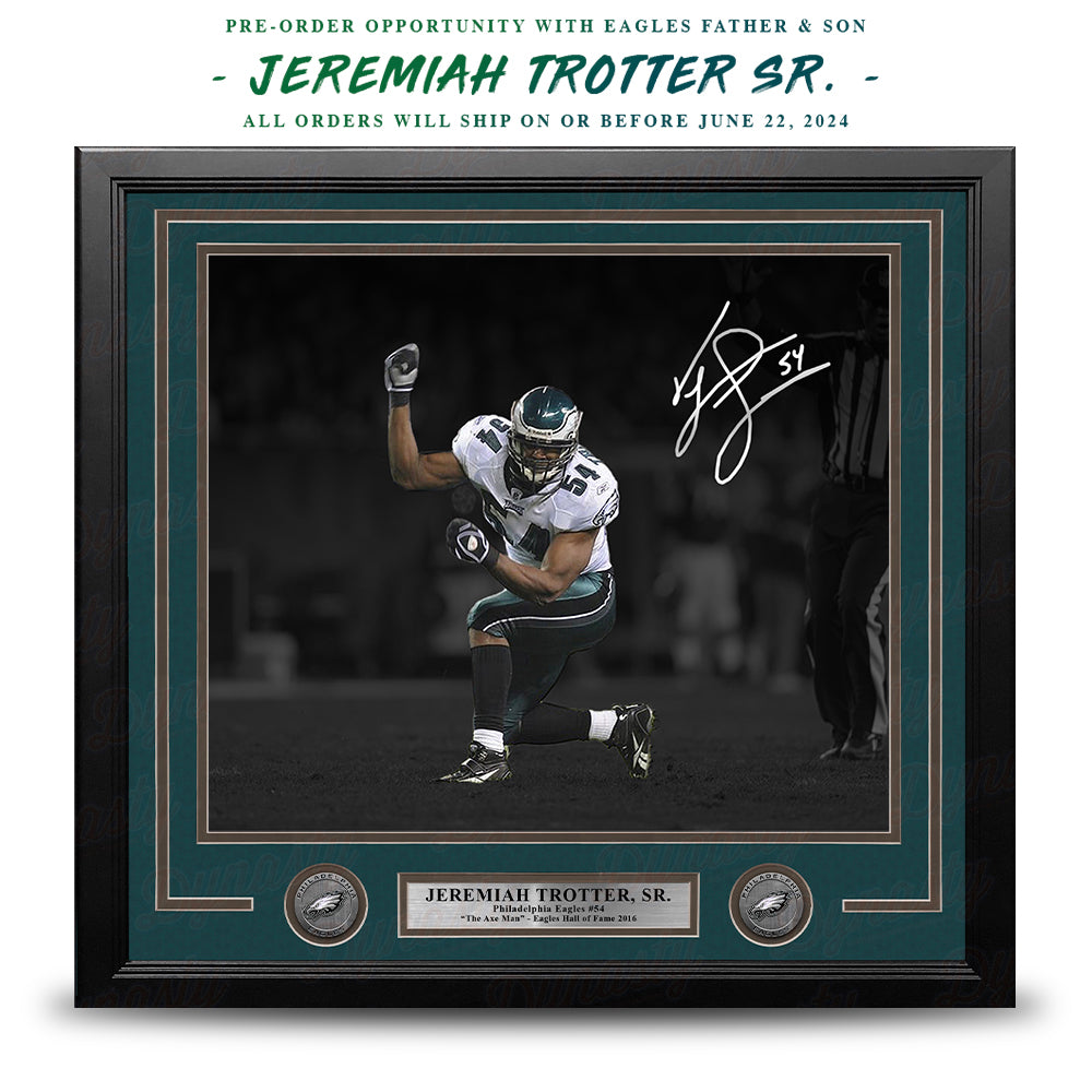Jeremiah Trotter, Sr. Autograph Philadelphia Eagles Framed Football Photo | Pre-Sale Opportunity