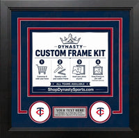 Minnesota Twins Custom MLB Baseball Picture Frame Kit with Navy Blue Matting, Red Trim, a Silver Nameplate, and Twins logos