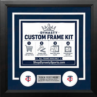 Minnesota Twins Custom MLB Baseball Picture Frame Kit with Navy Blue Matting, White Trim, a Silver Nameplate, and Twins logos