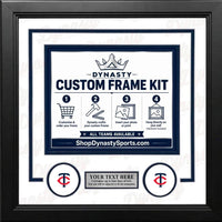 Minnesota Twins Custom MLB Baseball Picture Frame Kit with White Matting, Navy Blue Trim, a Silver Nameplate, and Twins logos