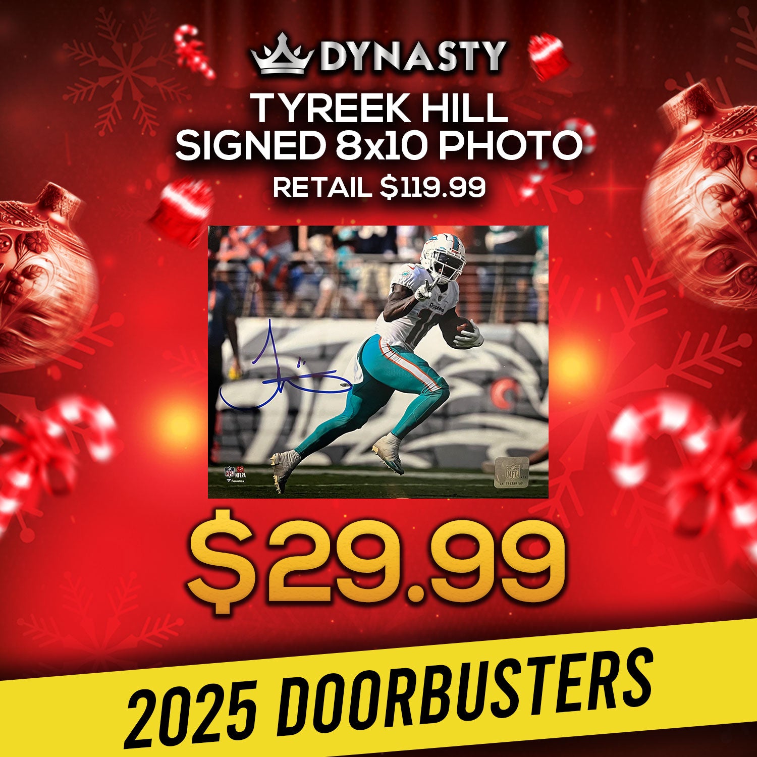 Tyreek Hill Miami Dolphins Peace Signed 8"x10" Photo | Doorbuster