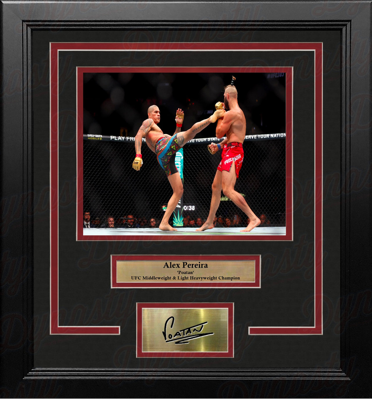 Alex Pereira in Action 8" x 10" Framed UFC Mixed Martial Arts Photo with Engraved Autograph