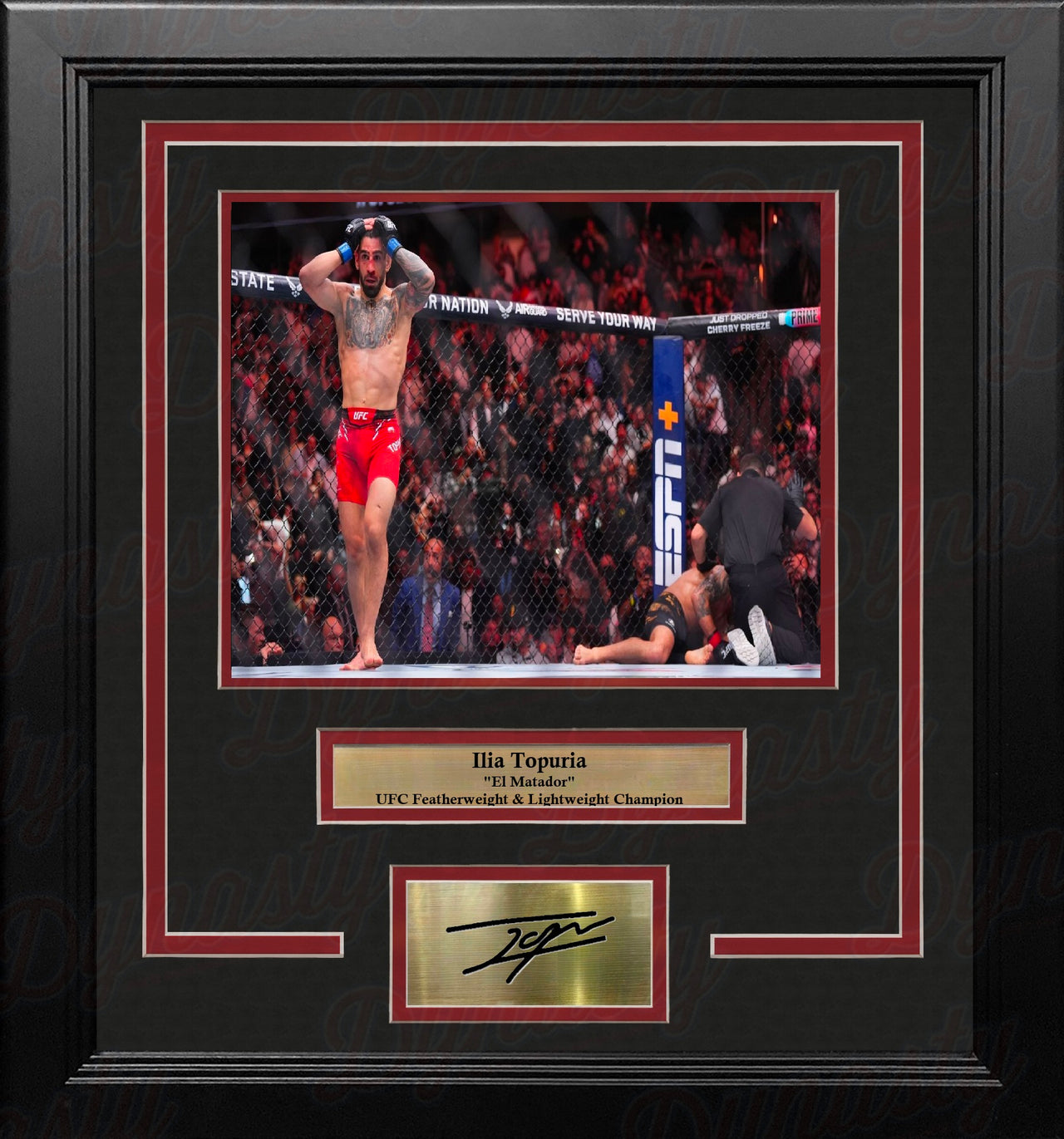 Ilia Topuria in Action 8" x 10" Framed UFC Mixed Martial Arts Photo with Engraved Autograph