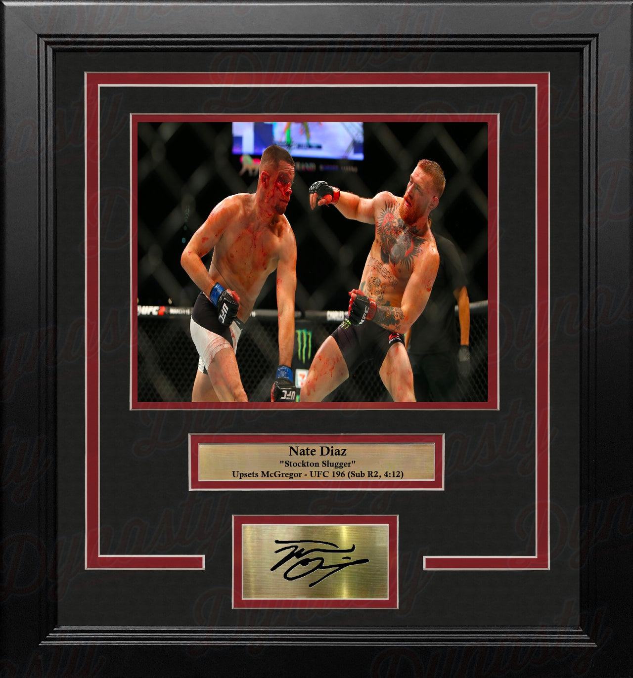 Nate Diaz Upsets McGregor 8" x 10" Framed UFC Mixed Martial Arts Photo with Engraved Autograph