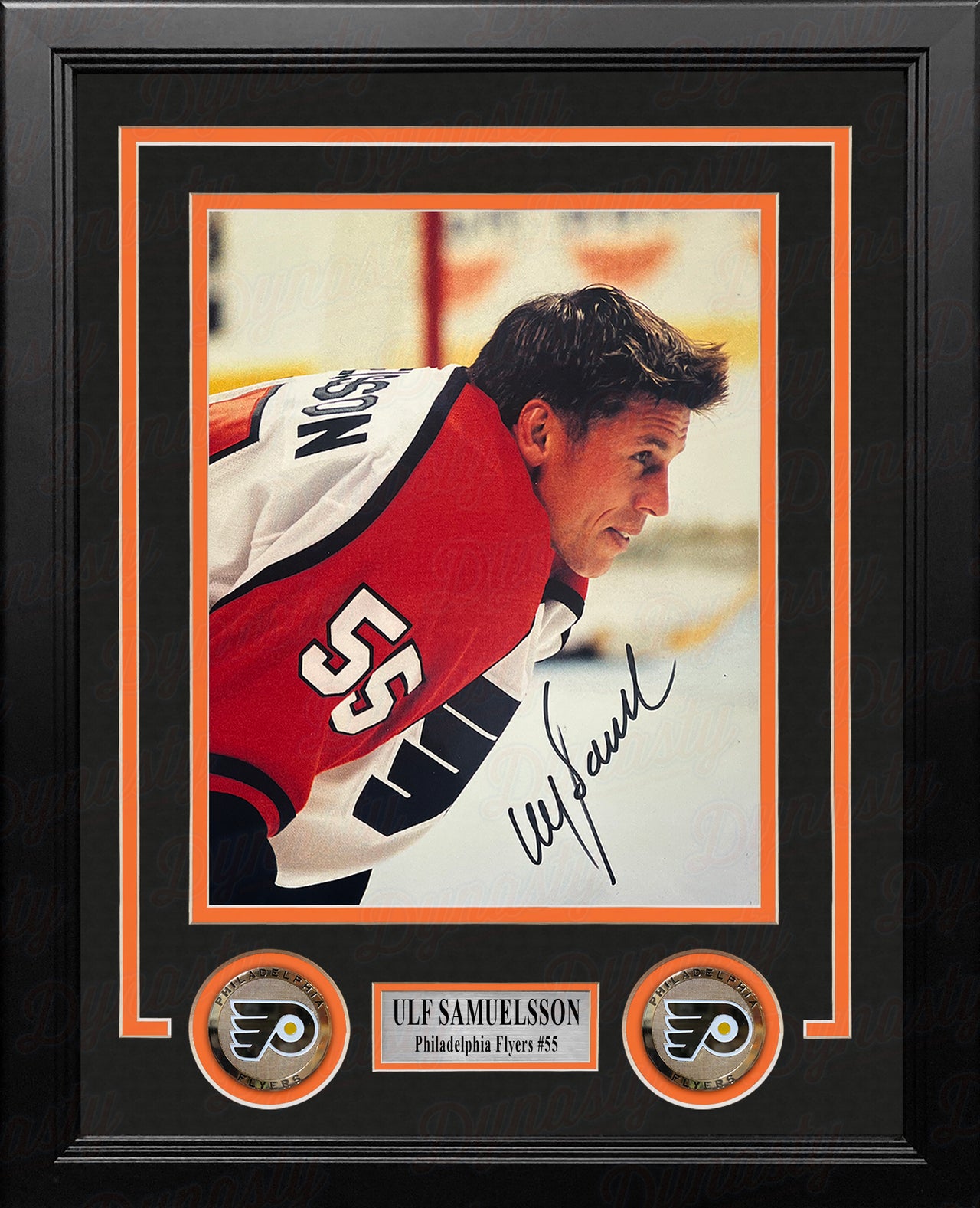 Ulf Samuelsson in Action Philadelphia Flyers Autographed 8" x 10" Framed Hockey Photo