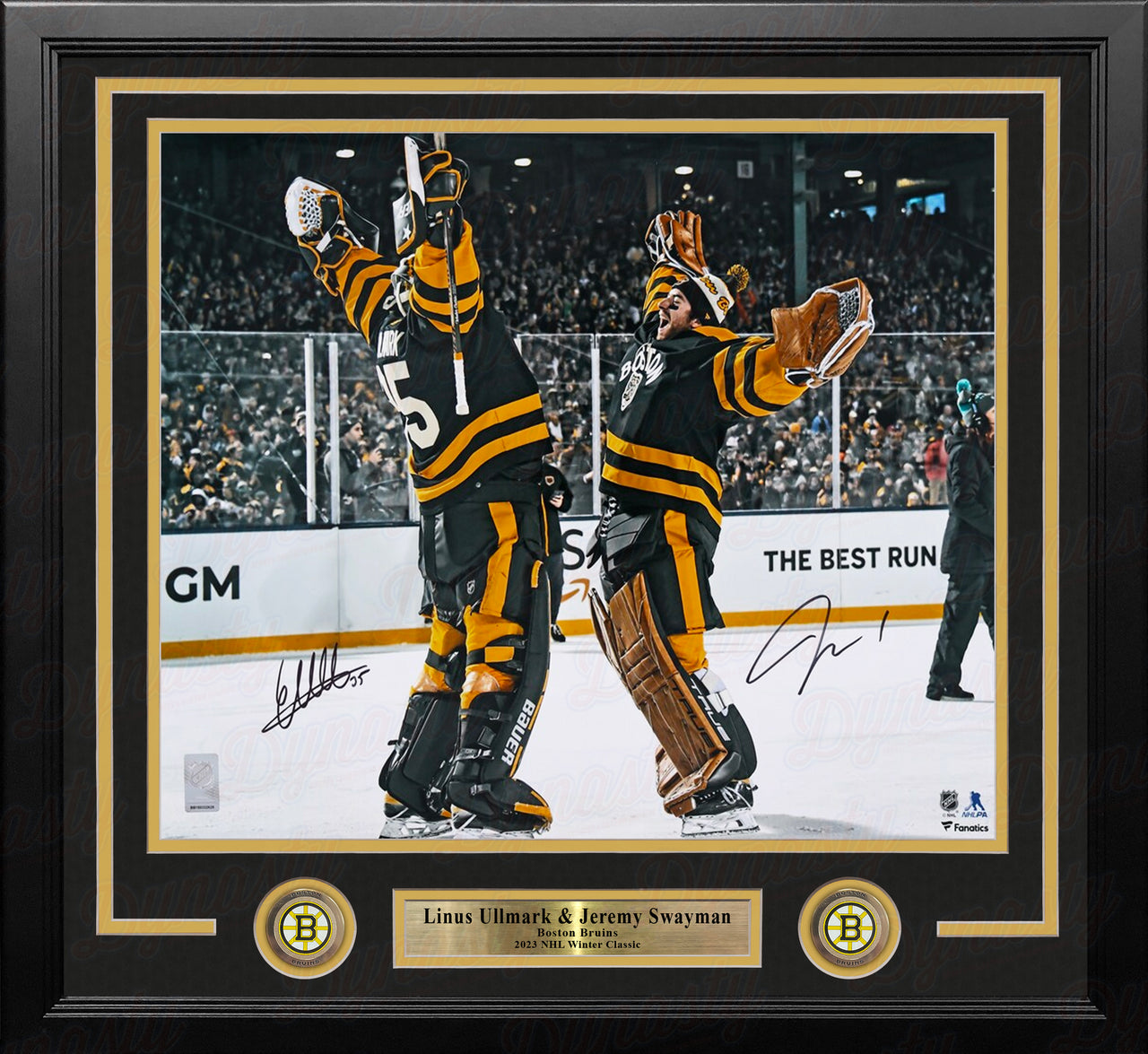 Linus Ullmark & Jeremy Swayman Winter Classic Bear Hug Boston Bruins Autographed 16x20 Framed Photo