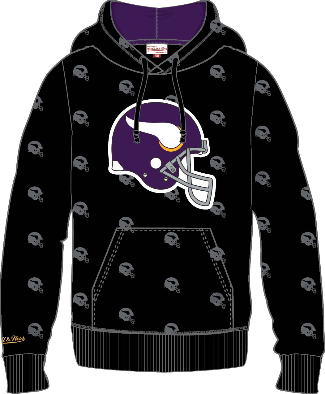 Minnesota Vikings Mitchell & Ness All Over Print Fleece Hoodie
